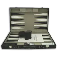 Mira Backgammon Koffer – Luxe Backgammon Set – Lederen Bordspel – Zwart - 39cm x 25cm x 6cm