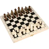 Eddy Toys Houten Schaakbord En Dambord – Opvouwbaar 2-in-1 Spel – 65-Delig – Schaakstukken En Damstenen Inbegrepen – Klassiek Bordspel Voor Kinderen En Volwassenen
