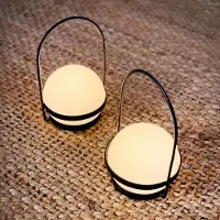 Dyberg Larsen LED lantaarn Summer, 2 stuks, zwart dimbaar, zwart, metaal, Modern