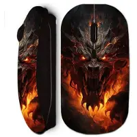 MANIACASE Draadloze muis - - Zwarte Vuurdraak - Optisch - USB - Inclusief Nano USB-stekker
