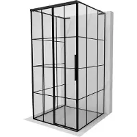 Mexen Rox-3S L douchecabine 3-zijdig schuifbaar links 95 x 95 , zwart raster, zwart - 8C2L-095-095-70-77-3S-L