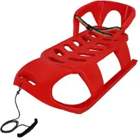 KOTARBAU Sneeuw Slee, met Rugleuning en Veiligheidsgordel, Sneeuwschijf, Kunststof, 87x45x42 cm, Rood, Plastic Glijder Sneeuw, Bobsleeën, Sneeuwglijder, Glijschotel, met Trekkoord