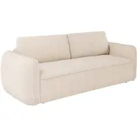 Vente-unique Driezits slaapbank express in beige chenille stof - Slaapoppervlak 140 cm - Matras 13 cm SELIVO van Maison Céphy