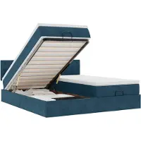 vidaXL Ottoman bed met matrassen 200x200cm fluweel donkerblauw
