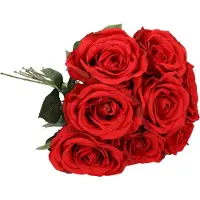 Top Art Kunstbloemen boeket roos Nova - 8x - rood - 75 cm - kunststof steel - decoratie bloemen