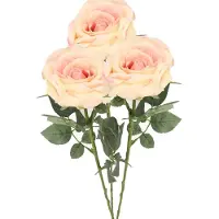 Top Art Kunstbloem roos Nova - 3x - lichtroze - 75 cm - kunststof steel - decoratie bloemen