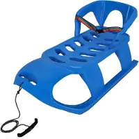 KOTARBAU Sneeuw Slee, met Rugleuning en Veiligheidsgordel, Sneeuwschijf, Kunststof, 87x45x42 cm, Blauw, Plastic Glijder Sneeuw, Bobsleeën, Sneeuwglijder, Glijschotel, met Trekkoord