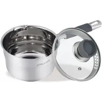 Maestro MR-3507-16S Steelpan met Afgietsysteem - Ø 16 cm - 1.7 Liter - Roestvrij Staal (RVS) - Siliconen Handgreep - Glasdeksel - Inductie & Alle Warmtebronnen