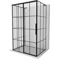 Mexen Rox-3S L 3-zijdige schuifbare linker douchescherm 135 x 95 , zwart rooster, zwart - 8C2L-135-095-70-77-3S-L