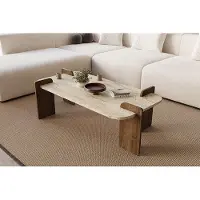 Skye Decor - Salontafel - Travertijn, walnoot - 100% met melamine gecoat spaanplaat - 120 x 35 x 60 cm