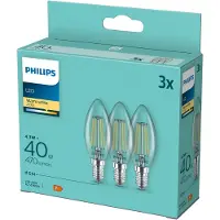 Philips Kaarslamp E14 4.3W - 2700K 806lm 230V - Helder - B35 - Vervangt 40W - Warm Wit Licht - 3-pack