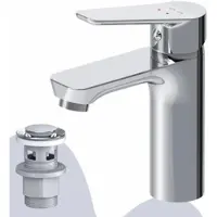 AM.PM Badkraan met pop-up afvoer voor wastafel, chroom. Wastafelkraan met afvoer set, 1 1/4 inch, messing