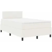vidaXL LED boxspringbed, crème en wit, 120 x 190 cm, bekleding van cordstof