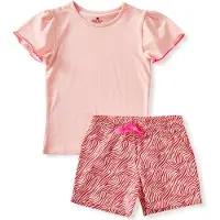 Little label shortama met zebraprint van katoen roze/rood Meisjes Stretchkatoen Ronde hals - maat 170