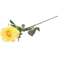 Top Art Kunstbloem roos Nova - lichtgeel - 75 cm - kunststof steel - decoratie bloemen