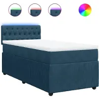 vidaXL Boxspring met matras fluweel blauw 90x200 cm