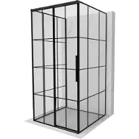 Mexen Rox-3S 3-delige schuifdouchecabine links 90 x 90 , zwart raster, zwart - 8C2-090-090-70-77-3S-L