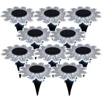 Anna's Collection Solar prikspot bloem - 10x - 15 cm - helder/warm wit - kunststof - grondspot - tuinverlichting grondpin - steker