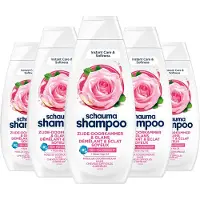 Schauma Shampoo Silk Comb - Haarverzorging - Verzorgt, ontwart en geeft Glans - Met rozenbottelolie - Voor Moeilijk Kambaar Haar - Voordeelverpakking - 5x 400ml