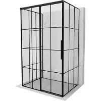 Mexen Rox-3S 3-zijdige schuifdouchecabine links 105 x 120 , zwart rooster, zwart - 8C2-105-120-70-77-3S-L