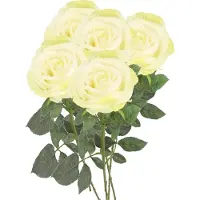 Top Art Kunstbloem roos Nova - 5x - warm wit - 75 cm - kunststof steel - decoratie bloemen