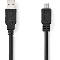 Nedis USB-kabel USB 2.0 | USB-A-stekker | USB Micro-B-stekker | 480 Mbps | vernikkeld | 3,00 m | rond | PVC | zwart | doosje