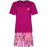 Pastunette Katoenen shortama rode bloemen | Maat 36