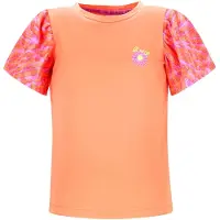 B.NOSY T-shirt oranje Meisjes Stretchkatoen Ronde hals All over print - maat 122/128