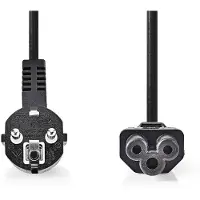 Nedis Stroomkabel | Type F (CEE 7/7) Male | IEC-320-C5 | Gehoekt | Recht | Vernikkeld | 3.00 m | Rond | PVC | Zwart | Label - CEGL10100BK30