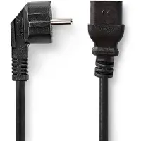 Nedis Stroomkabel | Type F (CEE 7/7) Male | IEC-320-C19 | Gehoekt | Recht | Vernikkeld | 2.00 m | Rond | PVC | Zwart | Label - CEGL10300BK20