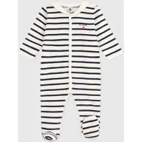 Petit Bateau Fluwelen babypyjama met streepjesprint Unisex Boxpak - Wit