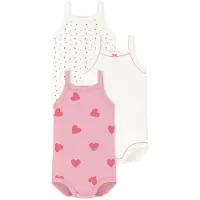 Petit Bateau Set van katoenen body's met bandjes Meisjes Rompertje - Wit/Meerkleurig + Roze/Oranje + Wit