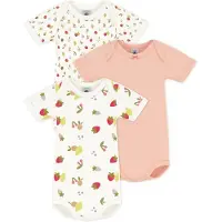 Petit Bateau Setje van katoenen body's met korte mouwen en fruitprint Unisex Rompertje - Oranje + Wit/Meerkleurig + Groen