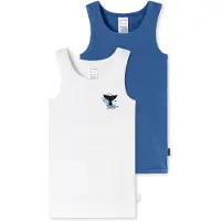 Schiesser Onderhemd 'Fine Rib' blauw / wit