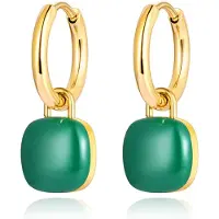 Deja Jewels Oorringen Goudkleurig Met Groene Acryl Hanger