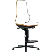 BIMOS Werkstoel NEON, synchroonmechanisme, basismodel zonder bekleding, glijders + opstophulp, flexband oranje