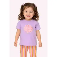 B.NOSY T-shirt lila Paars Meisjes Stretchkatoen Ronde hals Printopdruk - maat 86