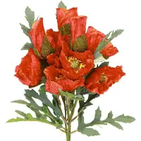 Viana Klaproos Decoratie Klaproos Kunstmatig Rood 45cm Bos met 3 stuks
