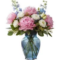 Gerimport bloemenvaas Segura - blauw - transparant - glas - 13 x 23 cm