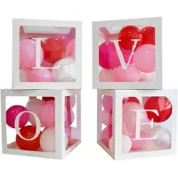 Amscan letterkubus Love 30 cm papier wit/transparant 4 stuks