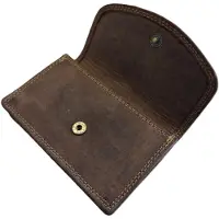 Oi Hunter bruin leren 1 vaks portemonneetje / visitekaartmapje / Klein model beursje 1 vak en een ritsje op achterzijde / etuitje als pasjeshouder / bruin leer / 639H