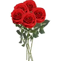 Top Art Kunstbloem roos Nova - 5x - rood - 75 cm - kunststof steel - decoratie bloemen