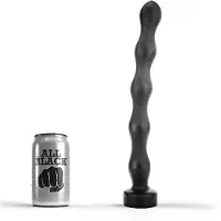 All Black - Lange Geribbelde Buttplug - 32 cm - Zwart