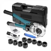 Malmoo Perstang TH & V Set - Hydraulische Krimptang met TH- & V-Profielen + Buissnijder & Ontbramer - TH16, TH20, TH26, TH32 en V12, V15, V18, V22, V28 - Geschikt voor o.a. Henco & Alpex