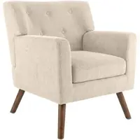 CLP Kioni Fauteuil - met armleuning - volwassen - relax - landelijk - stoelpoten van hout - ribstof - corduroy - creme