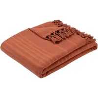 Atmosphera Plaid - terracotta - 230 x 250 cm - katoen - met franjes - bedsprei - kleed - dekentje