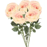 Top Art Kunstbloem roos Nova - 5x - lichtroze - 75 cm - kunststof steel - decoratie bloemen