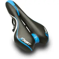 Voltano Sport Fietszadel – Zwart / Blauw - Gel - Trekking Zadel