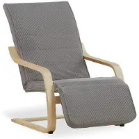 Homestyle4u Schommelstoel - Relaxfauteuil - met voetensteun - Cord Donkergrijs