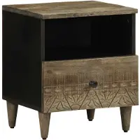 vidaXL Nachtkastje 40x33x46 cm massief mangohout lichtgrijs